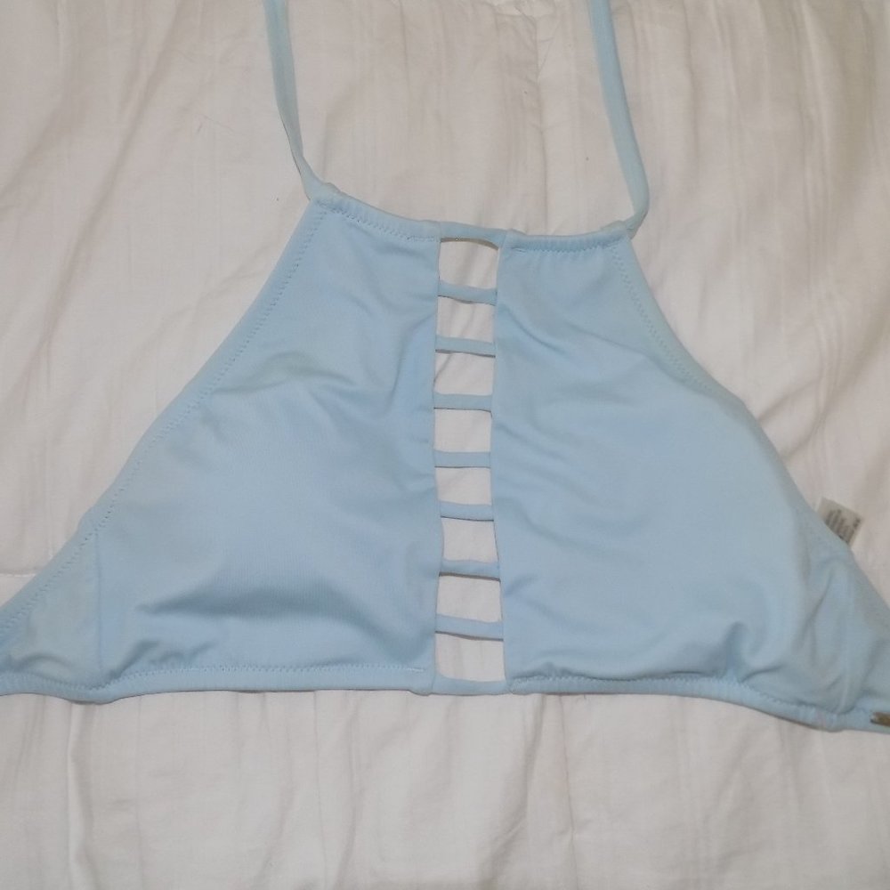 Pink Halter Ladder-Cut Bikini Top